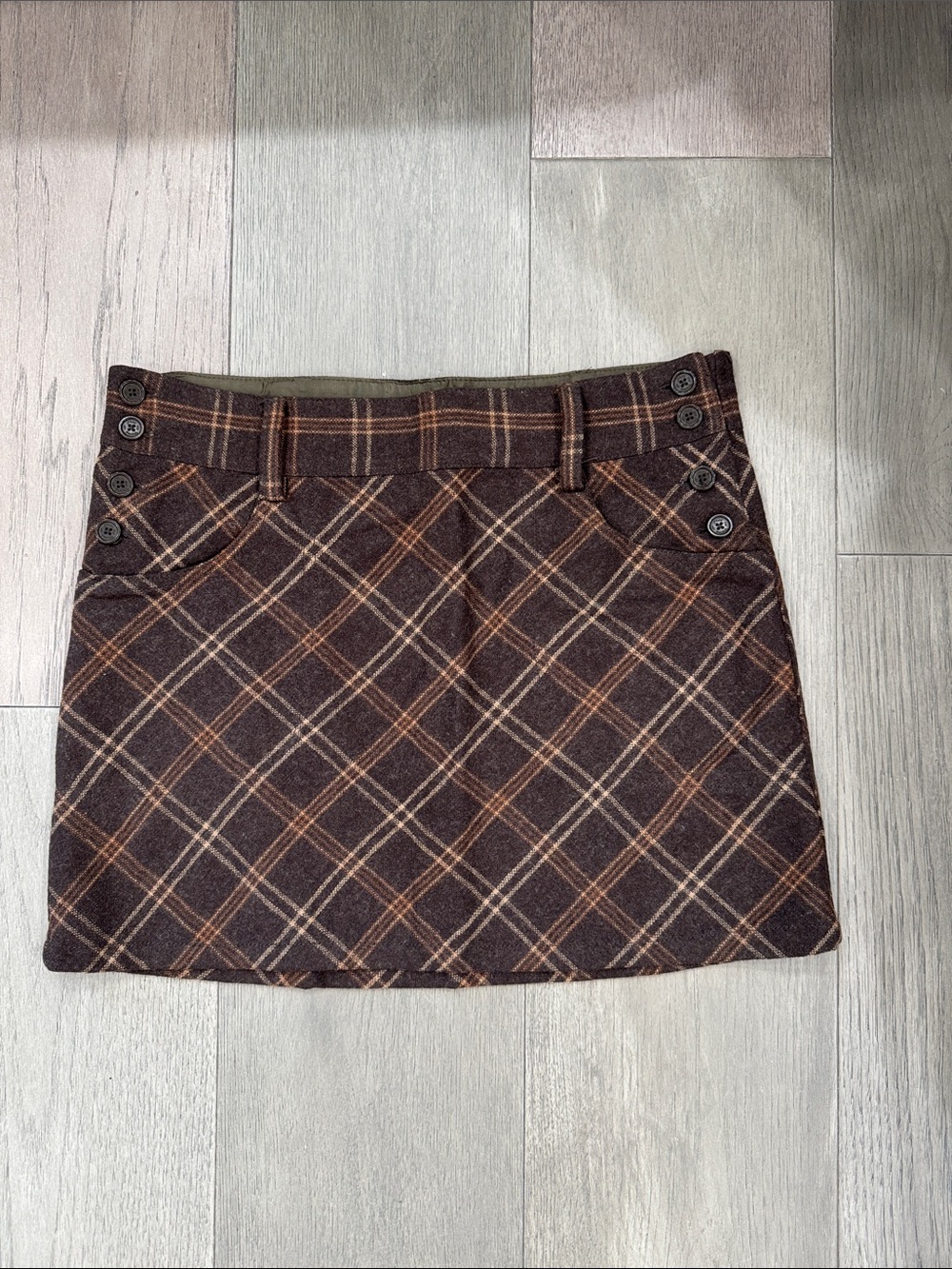 Free People Brown Plaid Mini Skirt